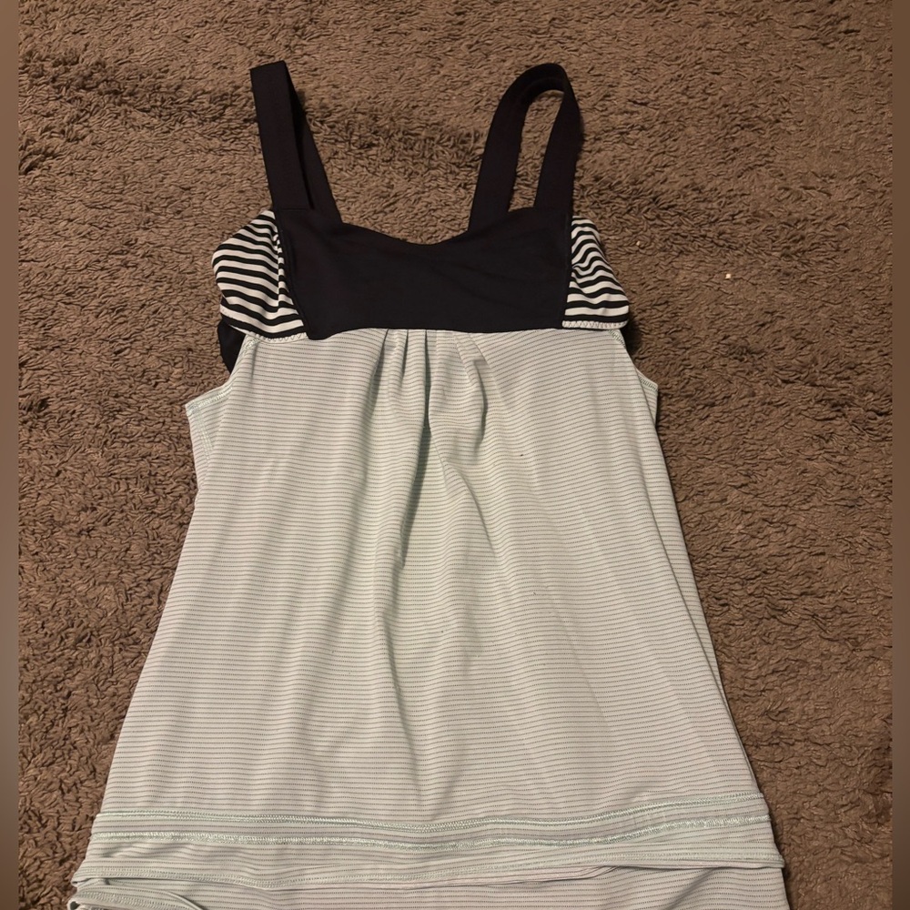 Striped Black and Teal Lululemon Women's Top